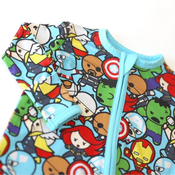 Little Snuggles Bamboo Zippy Pajamas Baby Marvel Captain America Iron Man Hulk - Picture 2 of 5